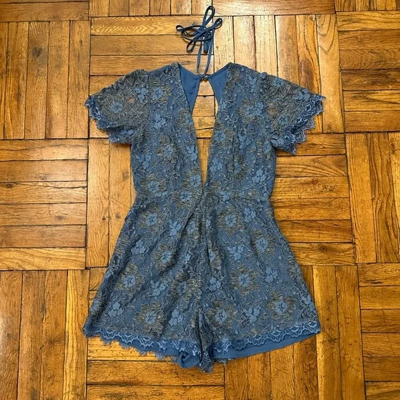 ASTR Blue Lace Romper - Picture 1 of 8
